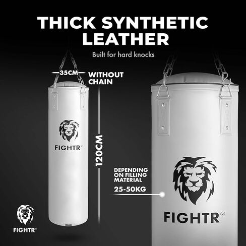 كيس اللكم FIGHTR® 4 أقدام - متين وقوي | كيس ملاكمة ممتاز معلق 120 × 35 سم / 4 قدم متضمن. سلسلة ثقيلة للملاكمة والفنون القتالية والفنون القتالية المختلطة (فارغة) in Kuwait