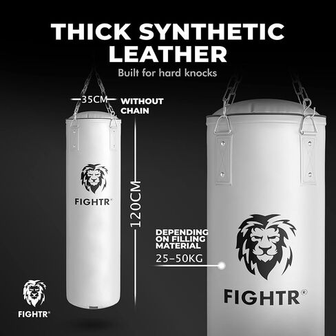 كيس اللكم FIGHTR® 4 أقدام - متين وقوي | كيس ملاكمة ممتاز معلق 120 × 35 سم / 4 قدم متضمن. سلسلة ثقيلة للملاكمة والفنون القتالية والفنون القتالية المختلطة (فارغة) in Kuwait