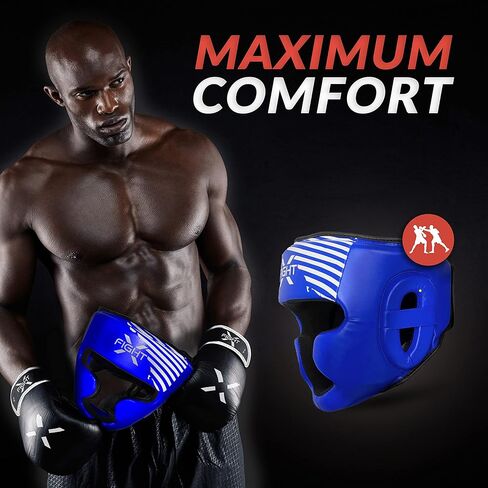 مجموعة معدات تدريب الملاكمة FightX للملاكمين، مجموعة معدات تدريب MMA للشباب، واقي رأس الملاكمة من الجلد الصناعي، MuayThai، كيك بوكسينغ UFC، خوذة الملاكمة، أغطية الرأس القتالية، واقي الرأس للرجال والنساء in Kuwait