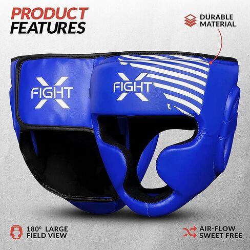 مجموعة معدات تدريب الملاكمة FightX للملاكمين، مجموعة معدات تدريب MMA للشباب، واقي رأس الملاكمة من الجلد الصناعي، MuayThai، كيك بوكسينغ UFC، خوذة الملاكمة، أغطية الرأس القتالية، واقي الرأس للرجال والنساء in Kuwait