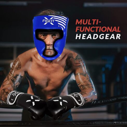 مجموعة معدات تدريب الملاكمة FightX للملاكمين، مجموعة معدات تدريب MMA للشباب، واقي رأس الملاكمة من الجلد الصناعي، MuayThai، كيك بوكسينغ UFC، خوذة الملاكمة، أغطية الرأس القتالية، واقي الرأس للرجال والنساء in Kuwait