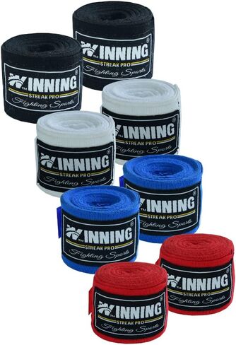 Winning Streak Pro Adult 180 inch Perfect Stretch Boxing Handwraps for Boxing MMA Muaythai Kickboxing for Men and Women- 4 Pairs Pack in Kuwait