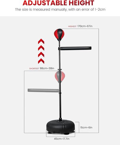 INNOLIFE Boxing Bar with Punching Bag for Kids, Adjustable Height Boxing Spinning Bar, Boxing Speed Trainer Free Standing Reflex Punching Ball Boxing Equipment for 6-12 Years in Saudi Arabia