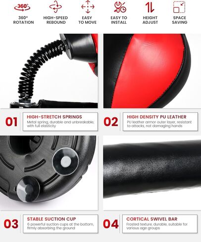 INNOLIFE Boxing Bar with Punching Bag for Kids, Adjustable Height Boxing Spinning Bar, Boxing Speed Trainer Free Standing Reflex Punching Ball Boxing Equipment for 6-12 Years in Saudi Arabia