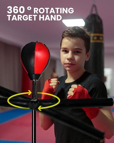 INNOLIFE Boxing Bar with Punching Bag for Kids, Adjustable Height Boxing Spinning Bar, Boxing Speed Trainer Free Standing Reflex Punching Ball Boxing Equipment for 6-12 Years in Saudi Arabia