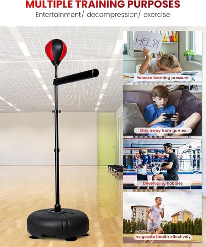 INNOLIFE Boxing Bar with Punching Bag for Kids, Adjustable Height Boxing Spinning Bar, Boxing Speed Trainer Free Standing Reflex Punching Ball Boxing Equipment for 6-12 Years in Saudi Arabia