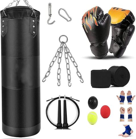 حقيبة ملاكمة ثقيلة من سوهابي للبالغين والشباب والأطفال بطول 4 أقدام، مجموعة حقيبة ملاكمة غير مملوءة مع قفازات ملاكمة، ولفائف، وسلسلة، وخطاف سقف لتدريب صالة الألعاب الرياضية المنزلية in Kuwait