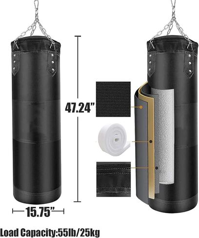 حقيبة ملاكمة ثقيلة من سوهابي للبالغين والشباب والأطفال بطول 4 أقدام، مجموعة حقيبة ملاكمة غير مملوءة مع قفازات ملاكمة، ولفائف، وسلسلة، وخطاف سقف لتدريب صالة الألعاب الرياضية المنزلية in Kuwait