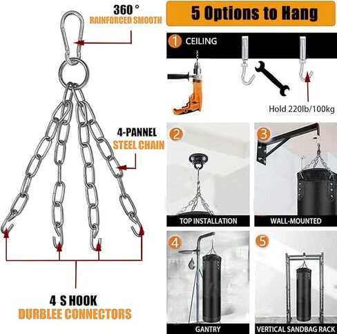 حقيبة ملاكمة ثقيلة من سوهابي للبالغين والشباب والأطفال بطول 4 أقدام، مجموعة حقيبة ملاكمة غير مملوءة مع قفازات ملاكمة، ولفائف، وسلسلة، وخطاف سقف لتدريب صالة الألعاب الرياضية المنزلية in Kuwait