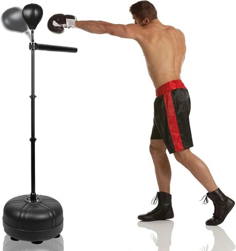 JELLYRATTBIT Boxing Bar Spinning Bar, Boxing Bar with Punching Bag, Height Adjustable Boxing Reflex Bar Boxing Equipment for Adults Teens, Black in Kuwait