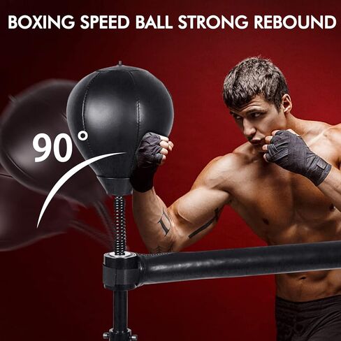 JELLYRATTBIT Boxing Bar Spinning Bar, Boxing Bar with Punching Bag, Height Adjustable Boxing Reflex Bar Boxing Equipment for Adults Teens, Black in Kuwait