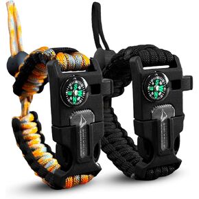 Starcamp Paracord Survival Bracelet Loud Whistle Emergency Compass Survival Fire Starter Scraper Accessories for Hiking and Camping 2-Pack in Saudi Arabia