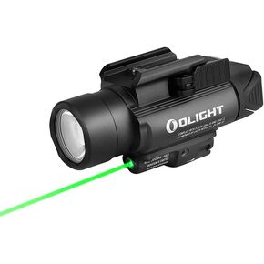 OLIGHT Baldr Pro 1350 Lumens Tactical Weaponlight with Green Light and White LED, 260 Meters Beam Distance Compatible with 1913 or GL Rail, Batteries Included(Black)