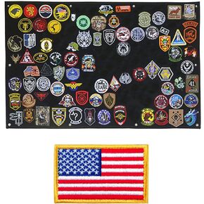 Tactical Patch Display Panel Holder Board for Military Army Combat Morale Uniform Hook and Loop Emblems, 43 Inches x 27.5 Inches (Large), with 1 Flag Patch Included