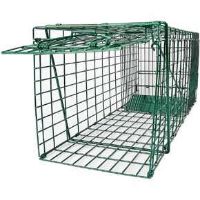 Collapsible Humane Live Animal Cage Trap No-Kill Trapping Kit for Humane Catch Release Rodent Small Cat, Rabbits, Squirrel, Opossum, Squire, Raccoon, All Fit Sized Small Animals, 2-Doors 24"x8.5"x7.5"