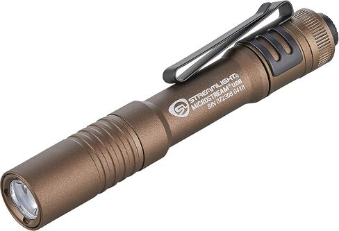 Streamlight 66608 MicroStream 250-Lumen EDC مصباح يدوي صغير الحجم للغاية مع بطارية USB قابلة لإعادة الشحن، عبوة بيع بالتجزئة شفافة، ذئب البراري in Saudi Arabia