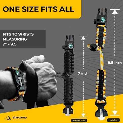 Starcamp Paracord Survival Bracelet Loud Whistle Emergency Compass Survival Fire Starter Scraper Accessories for Hiking and Camping 2-Pack in Saudi Arabia