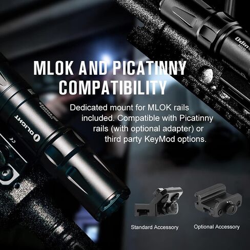 OLIGHT Odin Mini Ultra Compact 1250 Lumens Mlok Tactical Flashlight | 14,400 Candela, 240 Meters, Remote Pressure Switch, IPX8, Magnetic Charging, Slide Rail Mount for Hunting Outdoor Use in Kuwait