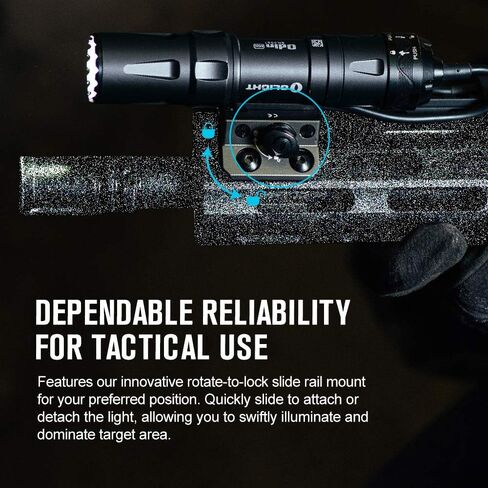 OLIGHT Odin Mini Ultra Compact 1250 Lumens Mlok Tactical Flashlight | 14,400 Candela, 240 Meters, Remote Pressure Switch, IPX8, Magnetic Charging, Slide Rail Mount for Hunting Outdoor Use in Kuwait