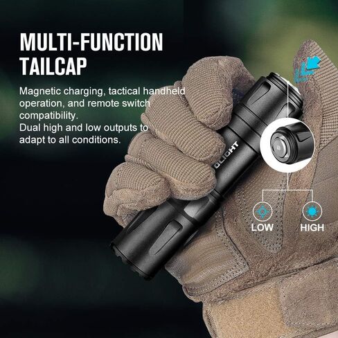 OLIGHT Odin Mini Ultra Compact 1250 Lumens Mlok Tactical Flashlight | 14,400 Candela, 240 Meters, Remote Pressure Switch, IPX8, Magnetic Charging, Slide Rail Mount for Hunting Outdoor Use in Kuwait
