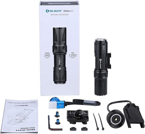 OLIGHT Odin Mini Ultra Compact 1250 Lumens Mlok Tactical Flashlight | 14,400 Candela, 240 Meters, Remote Pressure Switch, IPX8, Magnetic Charging, Slide Rail Mount for Hunting Outdoor Use in Kuwait