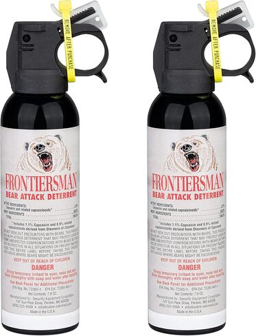 SABRE Frontiersman 7.9 fl oz. Bear Spray, Maximum Strength 2.0% Major Capsaicinoids, Powerful 30 ft. Range Bear Deterrent, Outdoor Camping & Hiking Protection, Quick Draw Holster & Multipack Options in Kuwait