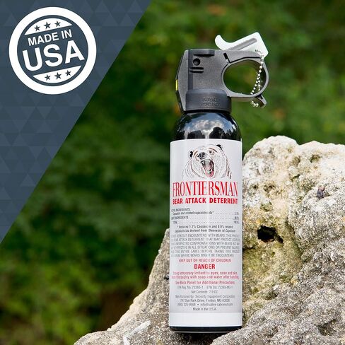 SABRE Frontiersman 7.9 fl oz. Bear Spray, Maximum Strength 2.0% Major Capsaicinoids, Powerful 30 ft. Range Bear Deterrent, Outdoor Camping & Hiking Protection, Quick Draw Holster & Multipack Options in Kuwait