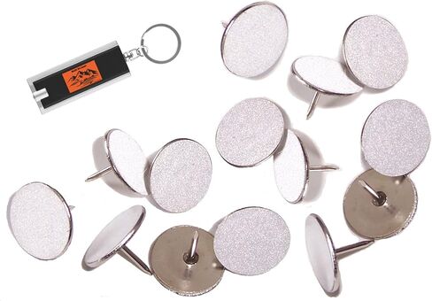 White Reflective Tacks (100 Pack) Trail Marking Tacks, Glow Tacks, Hiking Markers, Trail Marking Reflectors, Mark Trail Reflective Thumb Tacks for Hunting, White Tacks with Included LED Keychain Light in Saudi Arabia