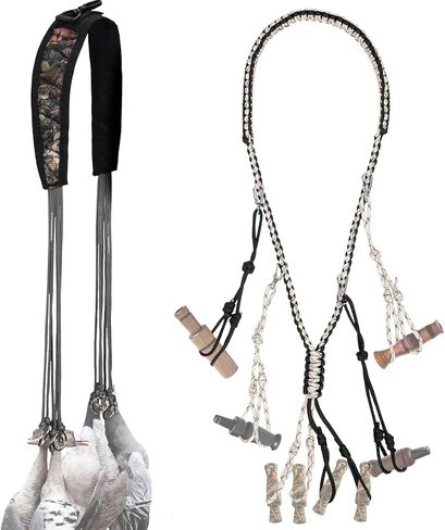 2 Pack Duck Hunting Accessories,Duck Strap Game Carrier 12 Drops Slip Knots,Duck Call Lanyard with 12 Adjustable Loops,Paracord Game Call Lanyard Extra Drops Goose Hanger for Outdoor Hunting Predator in Kuwait