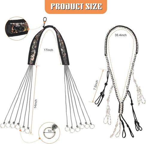 2 Pack Duck Hunting Accessories,Duck Strap Game Carrier 12 Drops Slip Knots,Duck Call Lanyard with 12 Adjustable Loops,Paracord Game Call Lanyard Extra Drops Goose Hanger for Outdoor Hunting Predator in Kuwait