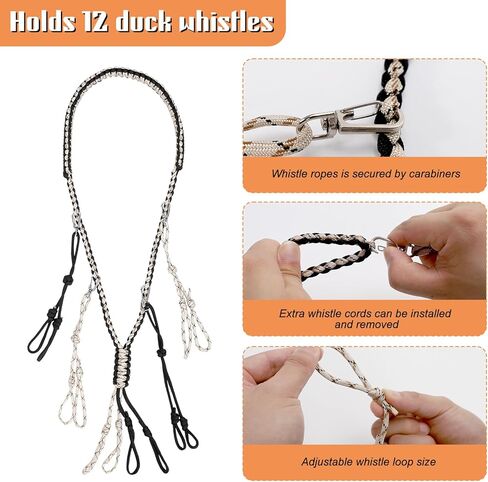 2 Pack Duck Hunting Accessories,Duck Strap Game Carrier 12 Drops Slip Knots,Duck Call Lanyard with 12 Adjustable Loops,Paracord Game Call Lanyard Extra Drops Goose Hanger for Outdoor Hunting Predator in Kuwait