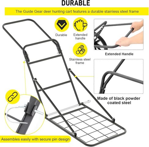عربة غزال قابلة للطي من دونيكس، عربة ألعاب شديدة التحمل بعجلات كبيرة، تحمل ما يصل إلى 550 رطلًا من الغزلان، عربة لعب الغزلان ذات الوزن - مثالية للأيائل والغزلان والظباء - معدات الصيد وملحقاتها in Kuwait