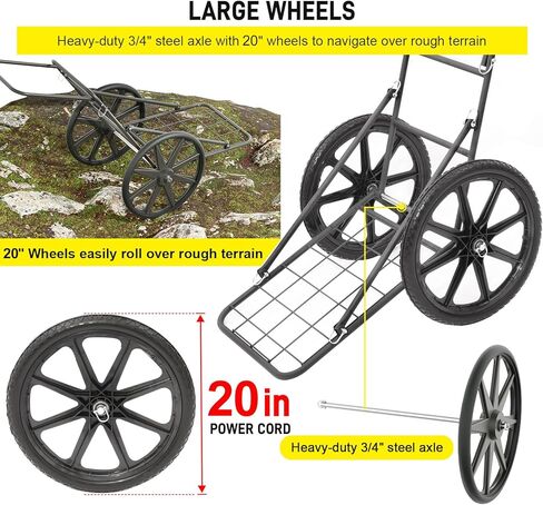 عربة غزال قابلة للطي من دونيكس، عربة ألعاب شديدة التحمل بعجلات كبيرة، تحمل ما يصل إلى 550 رطلًا من الغزلان، عربة لعب الغزلان ذات الوزن - مثالية للأيائل والغزلان والظباء - معدات الصيد وملحقاتها in Kuwait