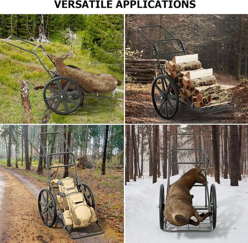 عربة غزال قابلة للطي من دونيكس، عربة ألعاب شديدة التحمل بعجلات كبيرة، تحمل ما يصل إلى 550 رطلًا من الغزلان، عربة لعب الغزلان ذات الوزن - مثالية للأيائل والغزلان والظباء - معدات الصيد وملحقاتها in Kuwait