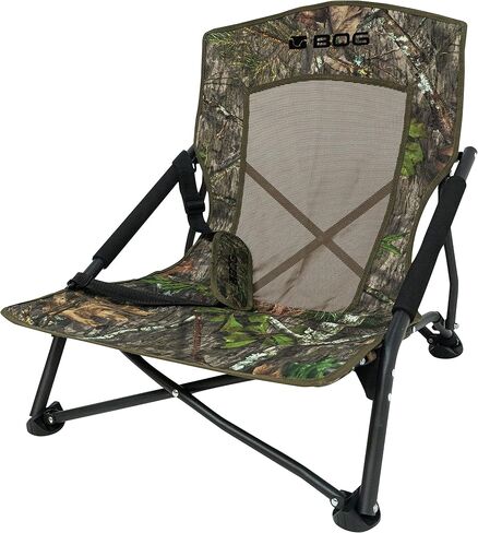 BOG Low Profile Turkey Ground Blind Chair with Rugged Construction, Aluminum Frame, Extended Seat Area, Quiet Setup, Breathable Textilene Fabric, and Carry Bag for Hunting, Shooting, and Outdoors in Kuwait