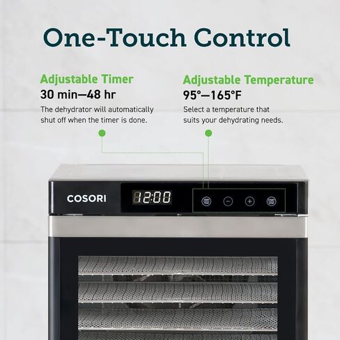 COSORI Food Dehydrator for Jerky, 176°F Temperature Control, 5 Stainless Steel Trays Dryer Machine, 4 Presets, 48H Timer, for Dog Treats, Meat, Fruit, Veggies, Snacks, Recipe Book Included in Saudi Arabia