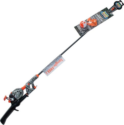 Kid Casters Black/Orange Camo No Tangle Fishing Combo with Bobber, Practice Casting Plug in Kuwait