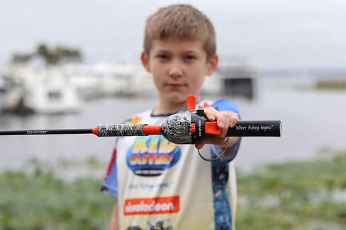 Kid Casters Black/Orange Camo No Tangle Fishing Combo with Bobber, Practice Casting Plug in Kuwait