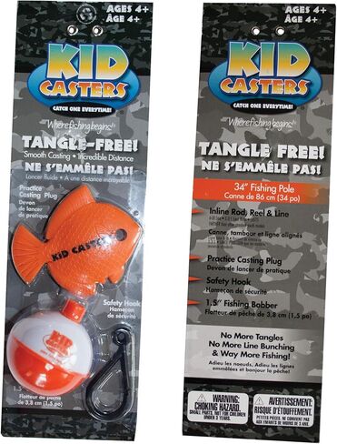 Kid Casters Black/Orange Camo No Tangle Fishing Combo with Bobber, Practice Casting Plug in Kuwait