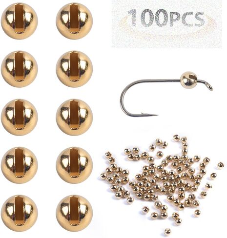 Goture 100PCS/5Colors Fly Tying Beads Tungsten Beads Brass Beads Fly Tying Materials 2/2.3/2.8/3.3/3.5/3.8/4.0mm Tungsten Beads for Fly Tying Fly Fishing Hooks in Kuwait