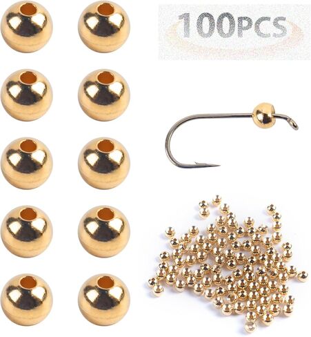 Goture 100 قطعة/5 ألوان يطير ربط الخرز التنغستن الخرز النحاس الخرز يطير ربط المواد 2/2.3/2.8/3.3/3.5/3.8/4.0 مللي متر التنغستن الخرز ل يطير ربط يطير الصيد السنانير in Kuwait