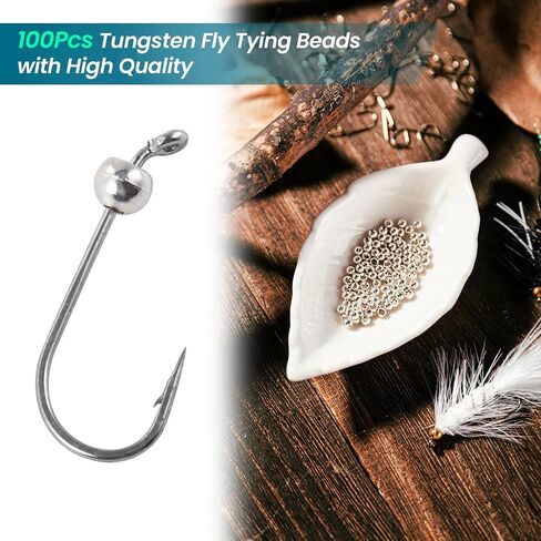 Goture 100PCS/5Colors Fly Tying Beads Tungsten Beads Brass Beads Fly Tying Materials 2/2.3/2.8/3.3/3.5/3.8/4.0mm Tungsten Beads for Fly Tying Fly Fishing Hooks in Kuwait