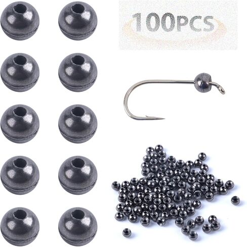 Goture 100PCS/5Colors Fly Tying Beads Tungsten Beads Brass Beads Fly Tying Materials 2/2.3/2.8/3.3/3.5/3.8/4.0mm Tungsten Beads for Fly Tying Fly Fishing Hooks in Kuwait