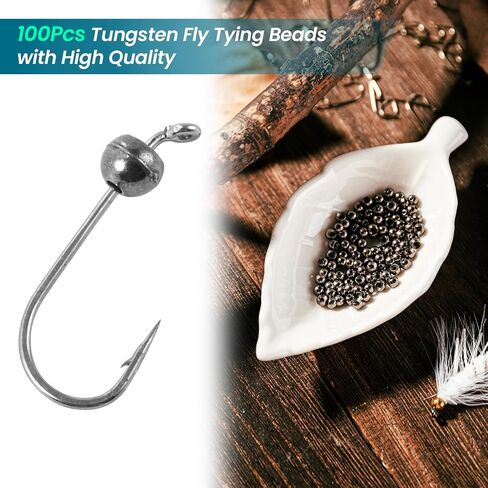 Goture 100PCS/5Colors Fly Tying Beads Tungsten Beads Brass Beads Fly Tying Materials 2/2.3/2.8/3.3/3.5/3.8/4.0mm Tungsten Beads for Fly Tying Fly Fishing Hooks in Kuwait