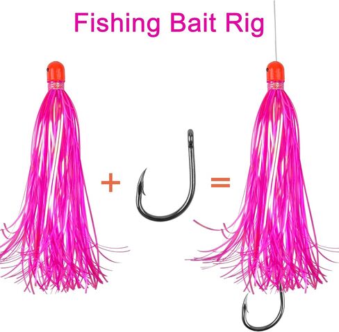 Mylar Skirt Trolling Lures 5.2in Fishing Mylar Skirts Trolling Teasers 3/8 oz Weighted Bullet Head Skirted Trolling Lures with Through-Hole for Mahi Tuna Wahoo Offshore Fishing in Kuwait