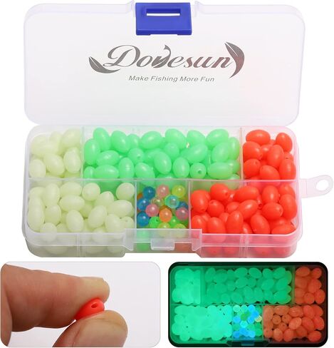 Dovesun Soft Rubber Fishing Beads Fishing Bait Eggs Accessories 7 Colors with Tackle-Box 0.23in(600pcs), 0.31in(250pcs), 0.39in(120pcs) in Kuwait