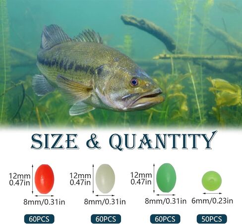 Dovesun Soft Rubber Fishing Beads Fishing Bait Eggs Accessories 7 Colors with Tackle-Box 0.23in(600pcs), 0.31in(250pcs), 0.39in(120pcs) in Kuwait