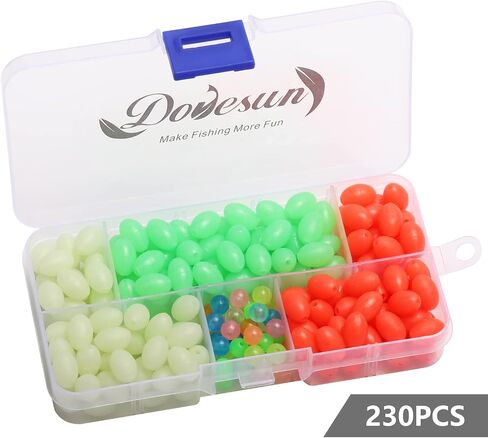 Dovesun Soft Rubber Fishing Beads Fishing Bait Eggs Accessories 7 Colors with Tackle-Box 0.23in(600pcs), 0.31in(250pcs), 0.39in(120pcs) in Kuwait