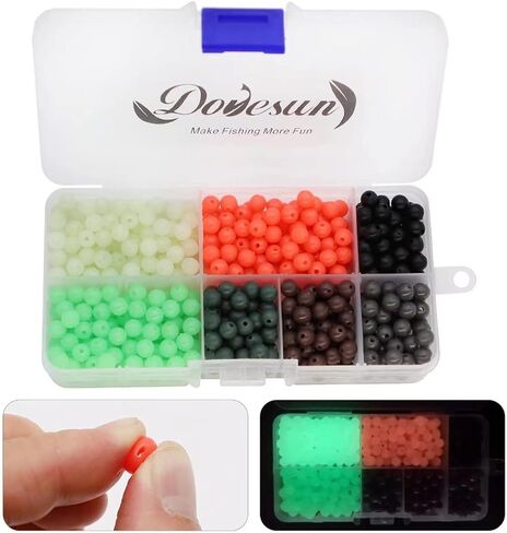 Dovesun Soft Rubber Fishing Beads Fishing Accessories Fishing Bait Eggs 7 Colors Round Fishing Beads with Fishing Tackle-Box 0.23in(600pcs), 0.31in(250pcs), 0.39in(120pcs) in Saudi Arabia