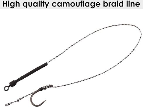 Carp Fishing Hair Rigs, 20 Pcs Curved Barbed Carp Hook Anti-Tangle Swivel Braided Thread line with 3 Card Boilie Bait Stops Dumbell Stoppers and Stringer Needle in Kuwait